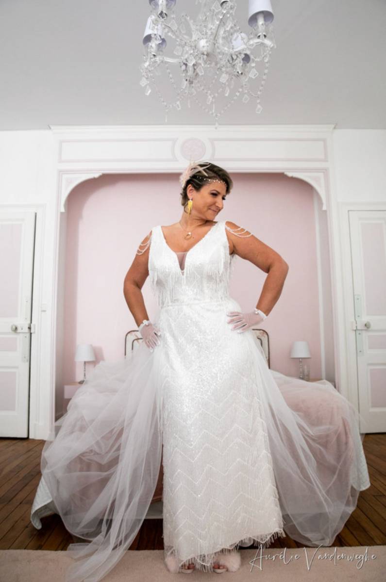 robe de mariee creatrice gatsby annees 20 sur mesure mariage saint germain en laye