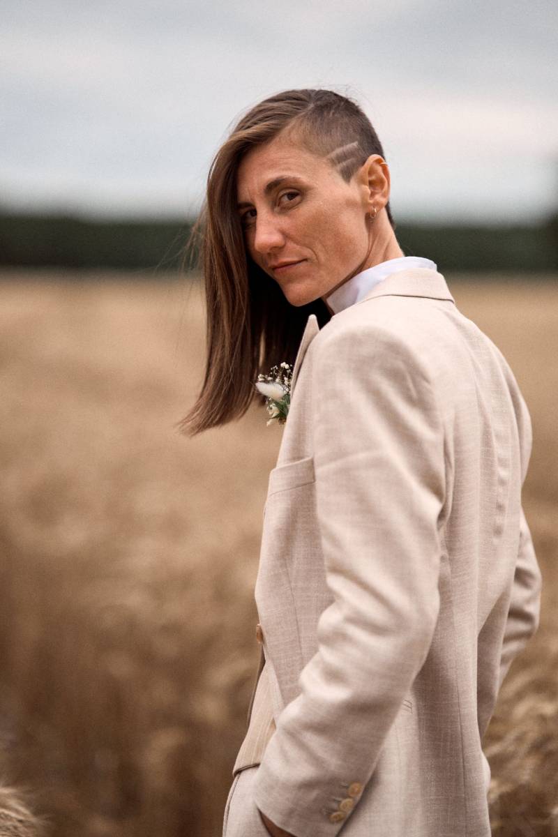 costume sur mesure femme mariage champetre LGBT CARAT saint germain en laye tailleur sur mesure